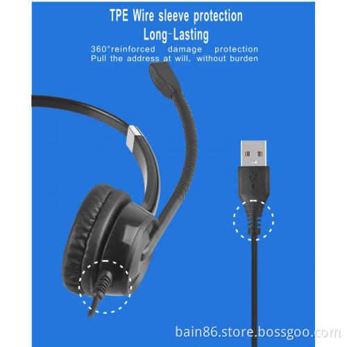 CS12 QD over-ear headset with microphone call center customer service earphone